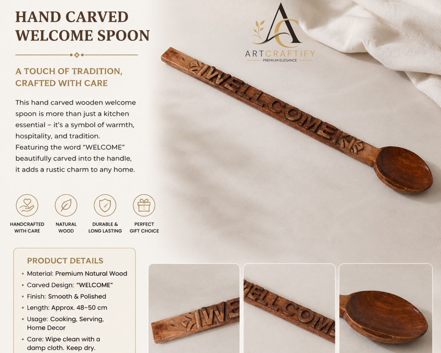 Sleek Wooden Tribal Spoon