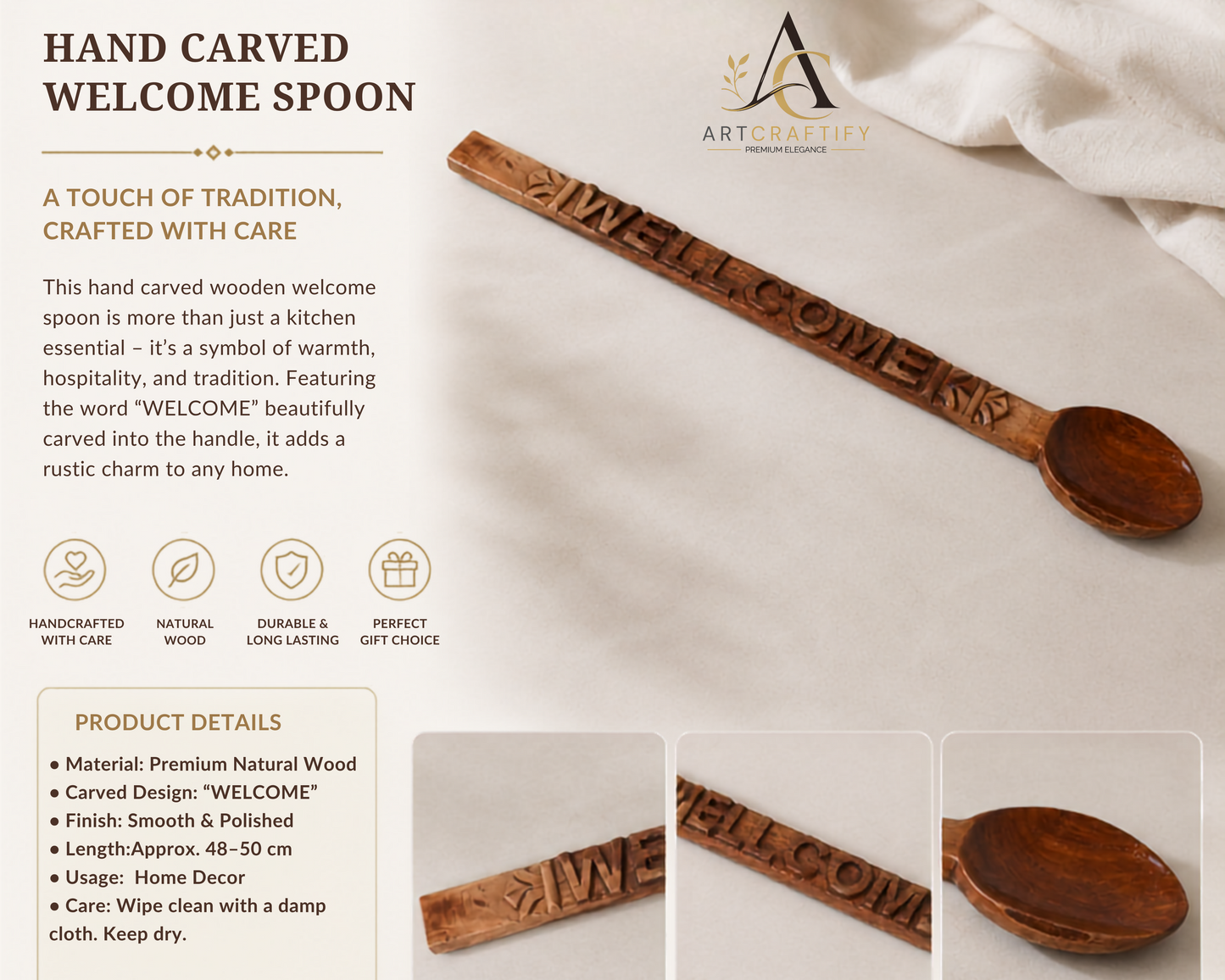 Sleek Wooden Tribal Spoon