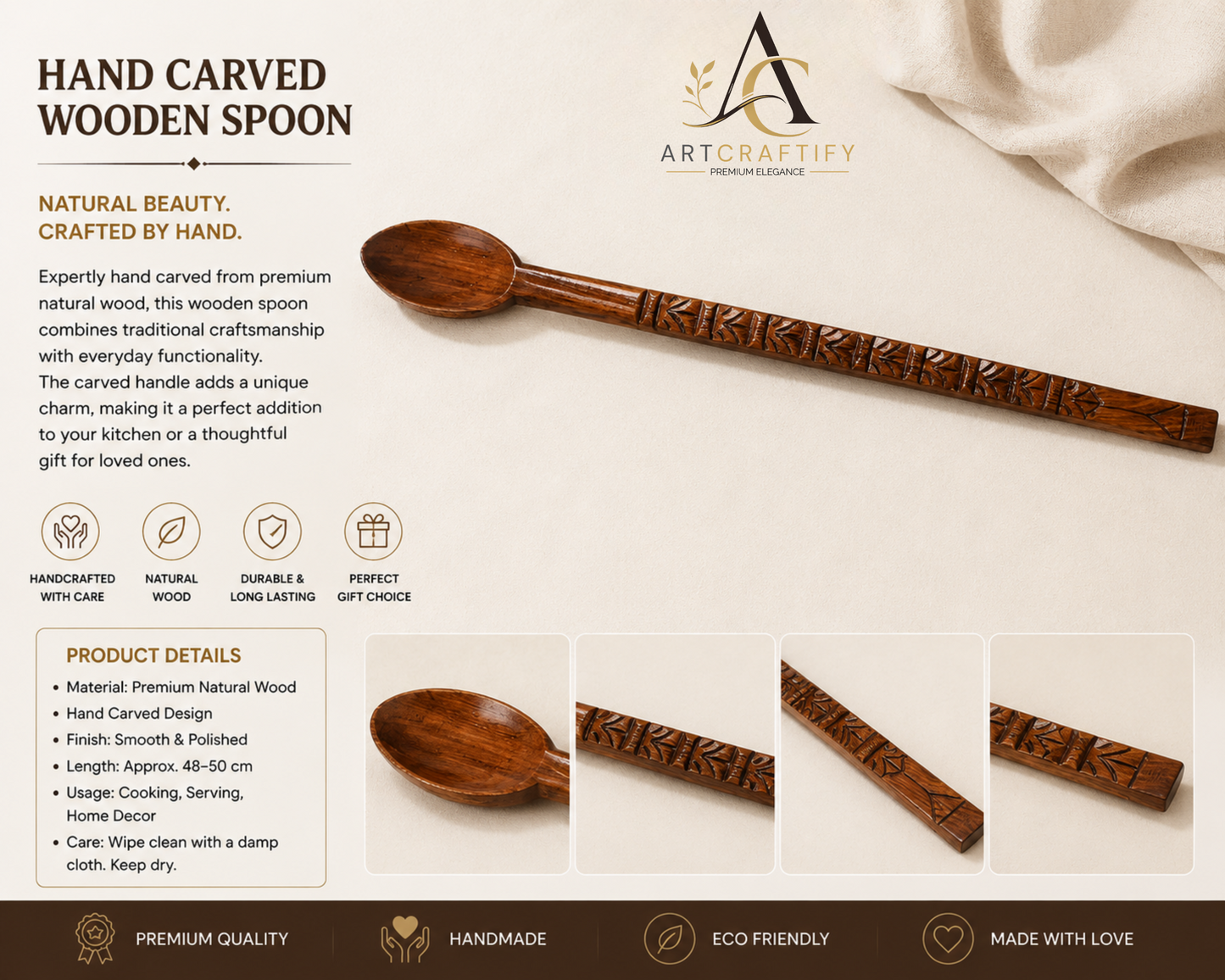 Sleek Wooden Tribal Spoon