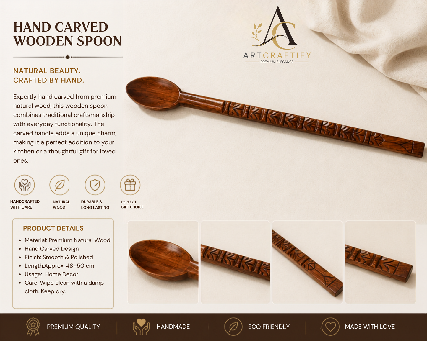 Sleek Wooden Tribal Spoon
