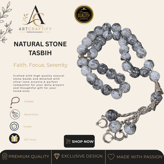 Gray Precious Marble Tasbeeh