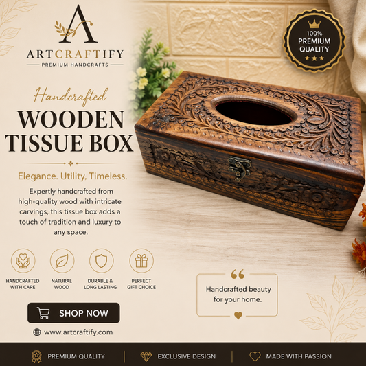 Wooden Carved Tissue Box