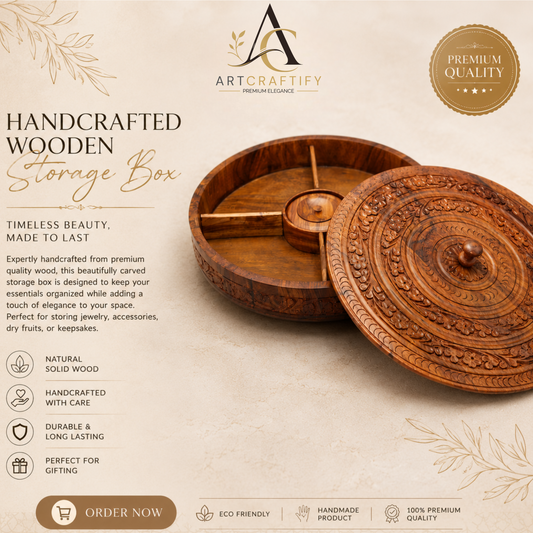Wooden - Copper Embossed Dryfruit Tray