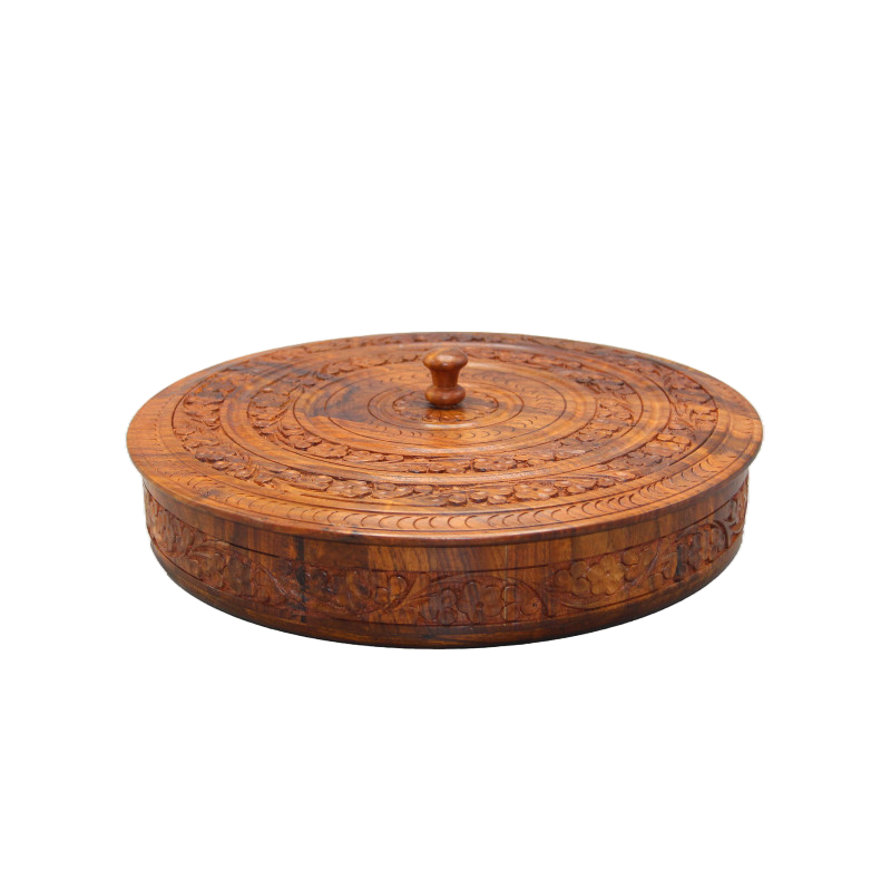 Wooden - Copper Embossed Dryfruit Tray
