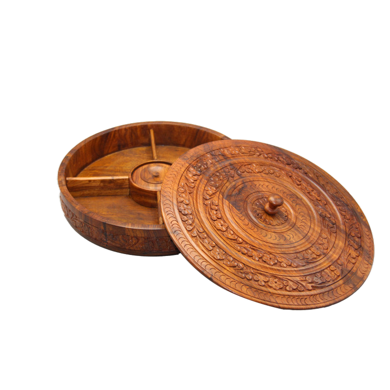 Wooden - Copper Embossed Dryfruit Tray